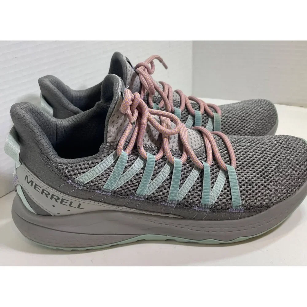Merrell Women's Athletic Sneakers Size 10 Gray Mesh with Pink & Teal Accents - Picture 2 of 12